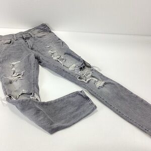 H&M Men’s Jeans Skinny Fit Coupe Moulante Grey Distressed 29